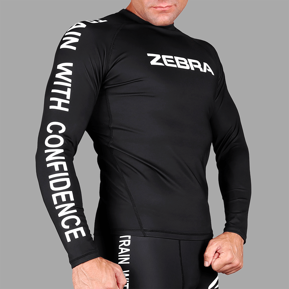 Zebra Long Sleeve Rashguard - Black
