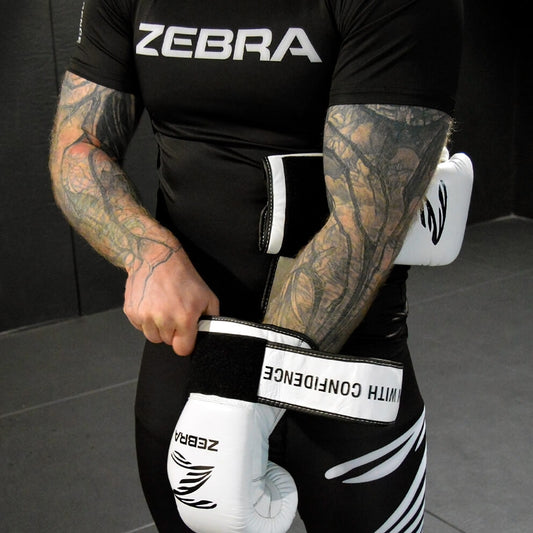 Zebra Pro Signature Strap Training Gloves - White