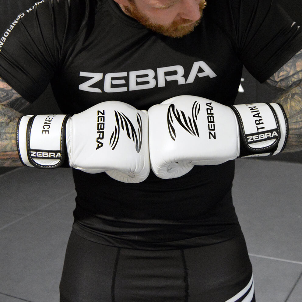 Zebra Pro Signature Strap Training Gloves - White