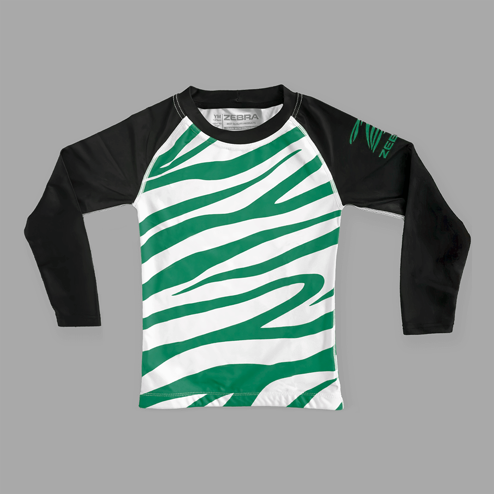 Zebra Kidz Ranked Rashguard - Green - Long Sleeve