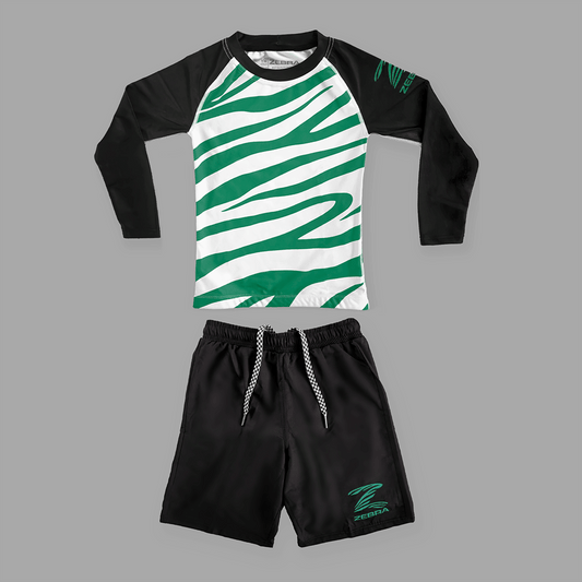 Zebra Kidz Ranked NoGi Set - Green - Long Sleeve