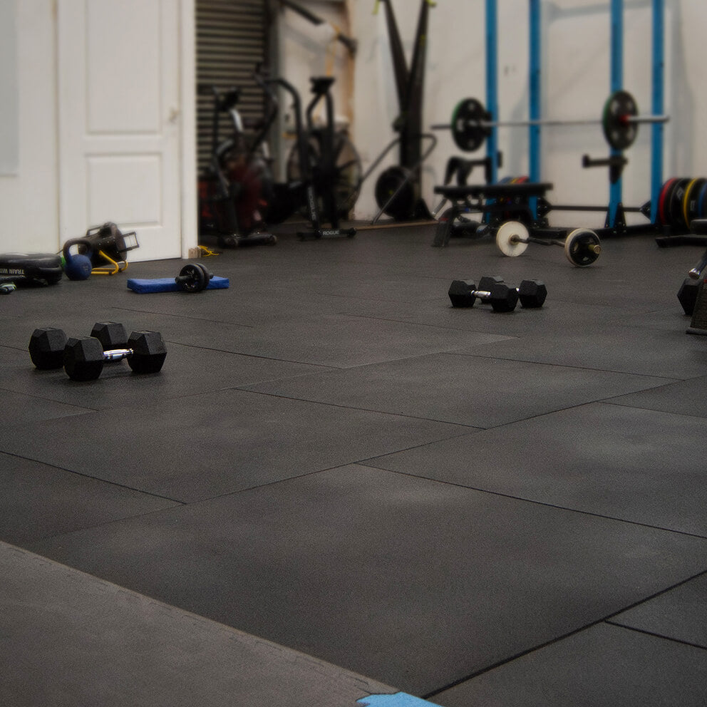 Reign Black Fitness Tile - Premium Gym Flooring