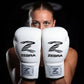 Zebra Pro Signature Lace Up Fight Gloves - White
