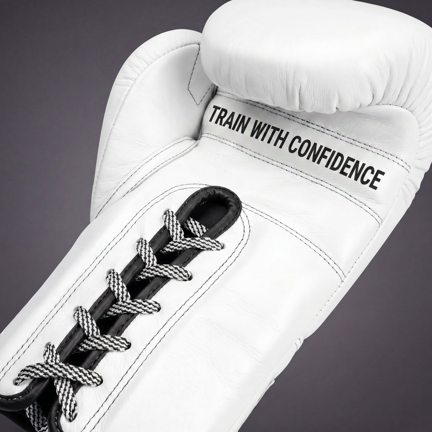 Zebra Pro Signature Lace Up Fight Gloves - White