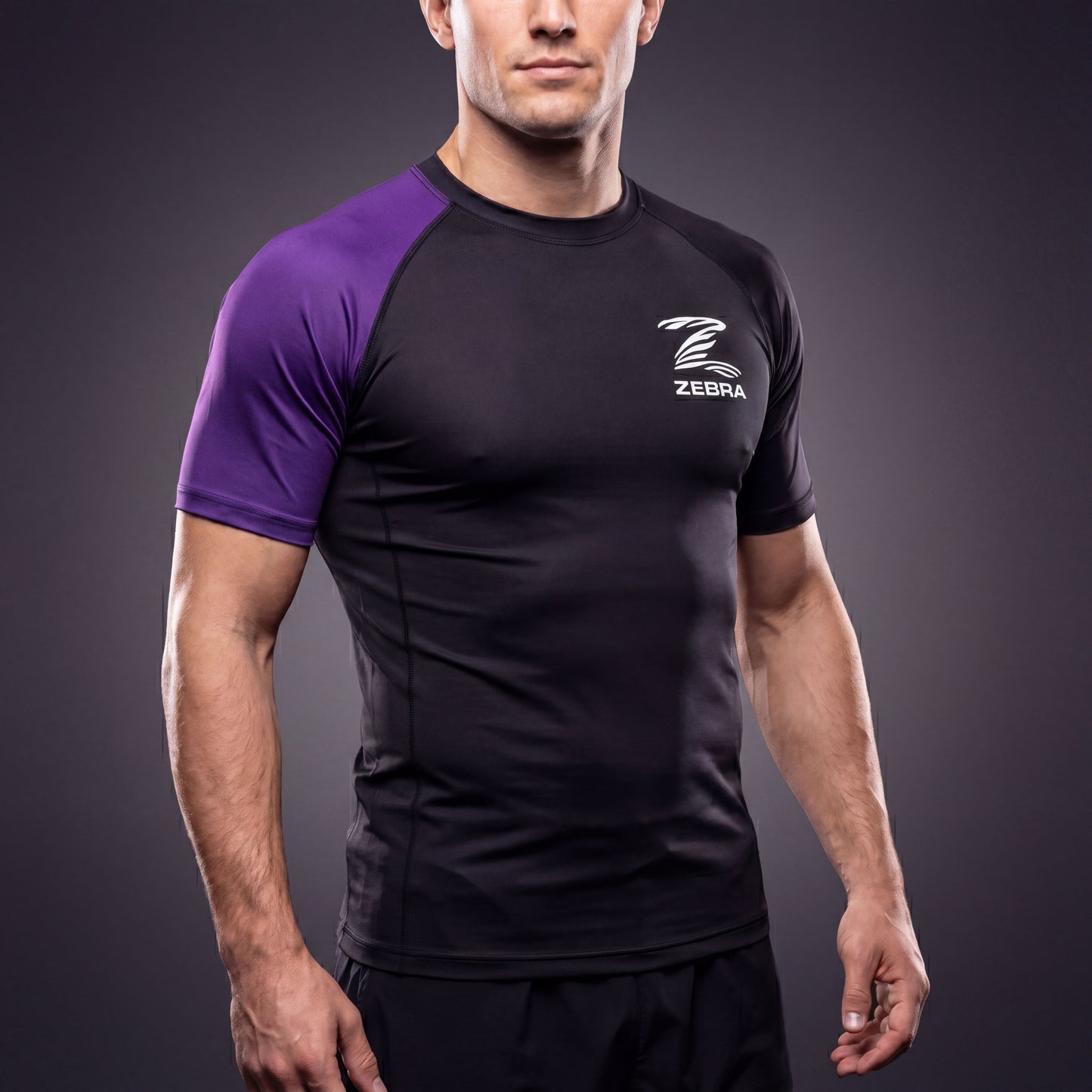 Zebra Ranked Rashguard - Purple Belt - Short Sleeve